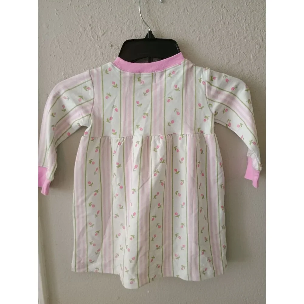 The Oaks Apparel Baby Girls Pink Striped Floral Long Sleeve Dress Size‎ 2Y